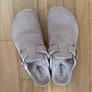 Tan Suede Women's Clogs